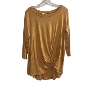 Hayden Los Angeles Women's Knot Front Blouse Gold Size M Casual